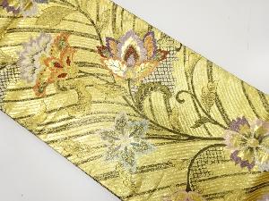 唐花模様織り出し　振袖用袋帯